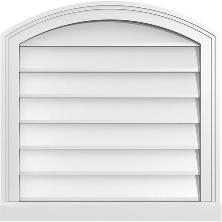 Ekena Millwork Arch Top Surface Mount PVC Gable Vent: Functional, w/ 2"W x 2"P Brickmould Sill Frame, 24"W x 24"H GVPAR24X2403SF